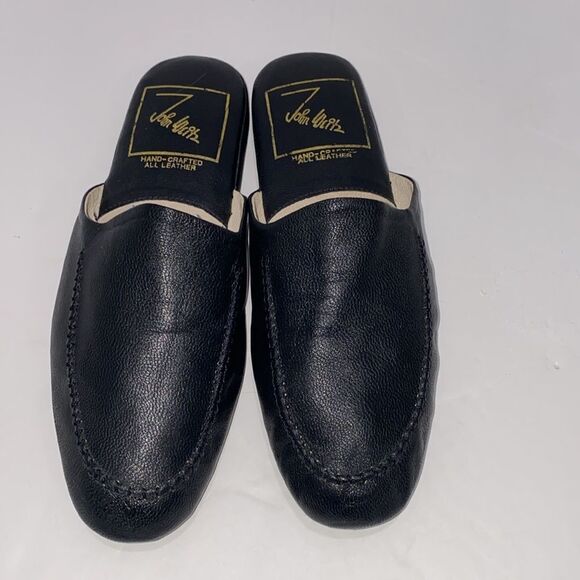 John Weitz Hand Crafted All Leather Men’s Black Slipper Size 14